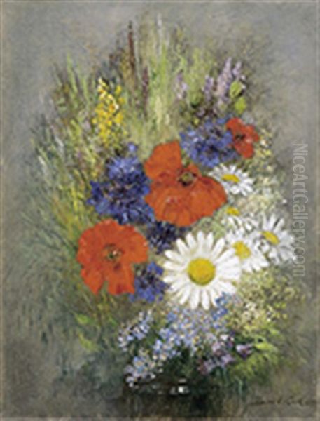 Veldbloemen Oil Painting by Xavier De Cock