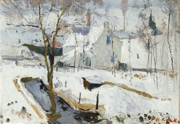 Neige A Auderghem Oil Painting by Philibert Cockx