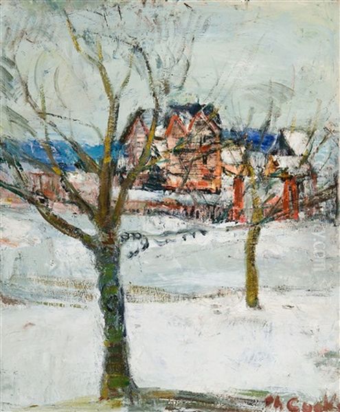 Neige Ensoleillee (maison Sous La Neige) Oil Painting by Philibert Cockx