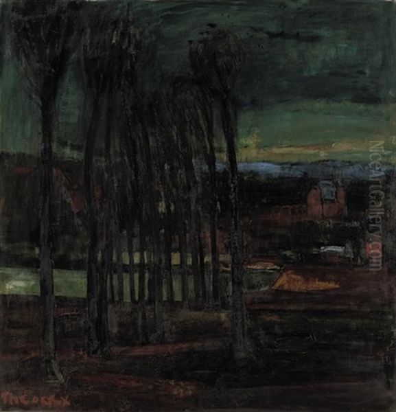 Paysage A Uccle: Trees Near Uccle Oil Painting by Philibert Cockx