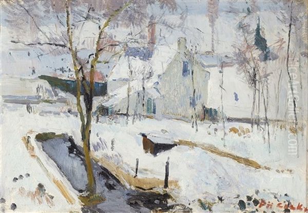 Winterlandschap - Paysage D'hiver Oil Painting by Philibert Cockx