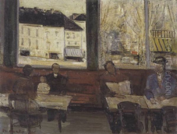 Cafe-interieur Oil Painting by Philibert Cockx