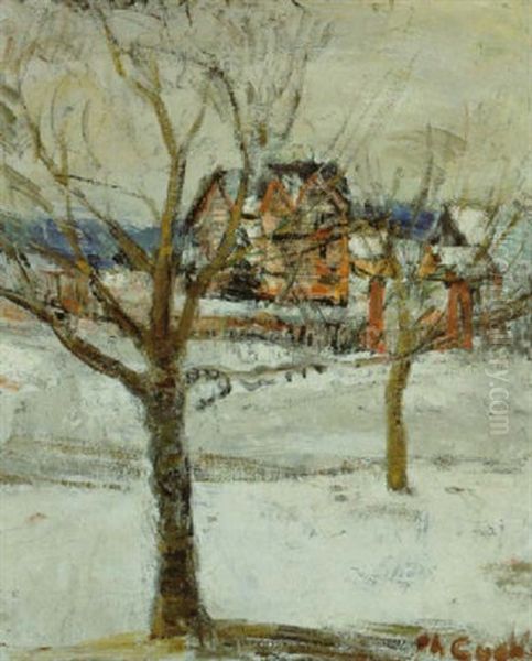 Maisons Dans La Neige Oil Painting by Philibert Cockx