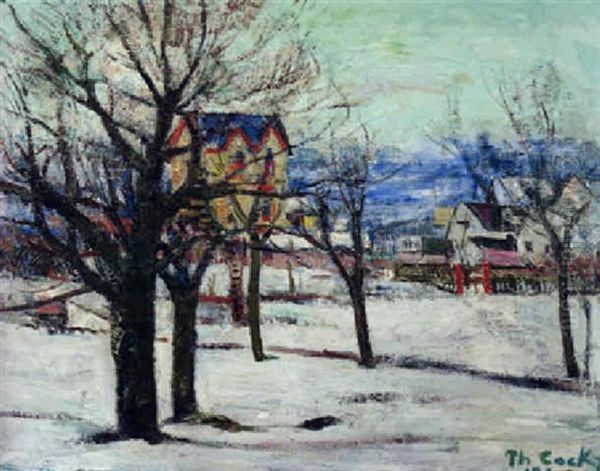 Paysage D'hiver Oil Painting by Philibert Cockx