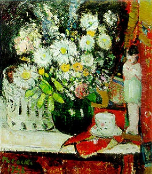 Flowers In Vase Oil Painting by Philibert Cockx