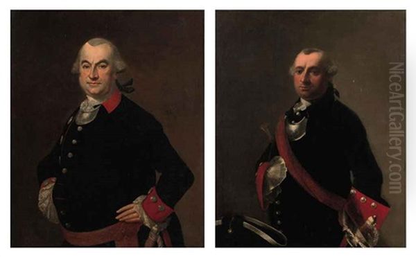 Portrait Of Jacob Hendrik Van Suchtelen In Military Costume (+ Portrait Of Hendrik Willem Van Suchtelen In Military Costume With A Red Sash; Pair) Oil Painting by Jean Baptiste Bernard Coclers