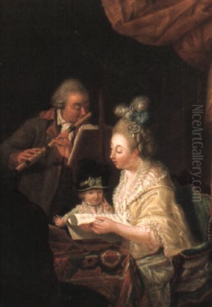 The Music Lesson Oil Painting by Jean Baptiste Bernard Coclers