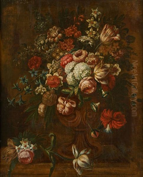 Vase Fleuri Sur Entablement by Jean George Christian Coclers