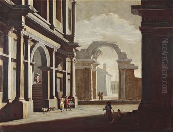 Architekturcapriccio Mit Figuren Oil Painting by Niccolo Codazzi