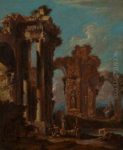 Pair Of Architectural Capriccios Oil Painting by Niccolo Codazzi