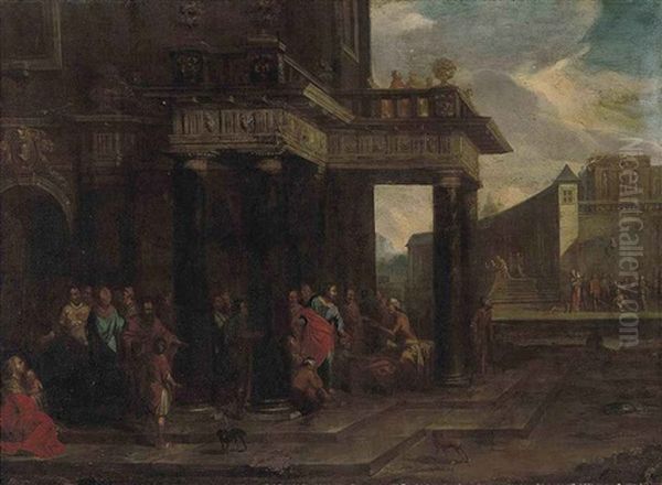 Christ At The Pool Of Bethesda Oil Painting by Niccolo Codazzi