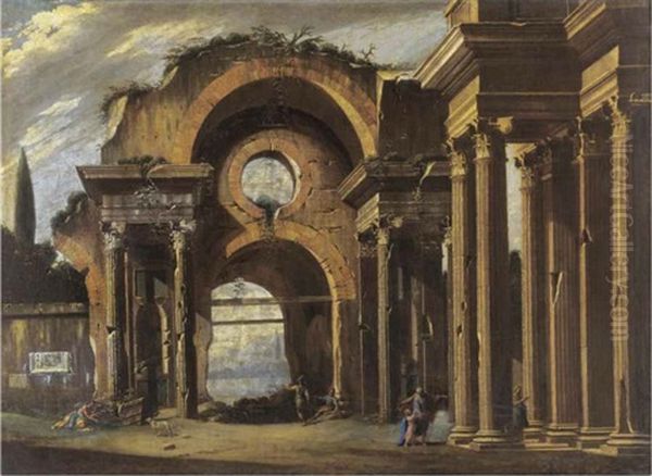 Basilica Of Constantine With Ionic Columns And Circular Opening Oil Painting by Niccolo Codazzi