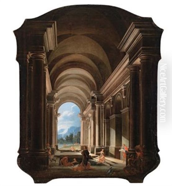 Blick In Eine Antike Thermenanlage (+ Blick In Einen Antiken Palast; 2 Works) Oil Painting by Niccolo Codazzi