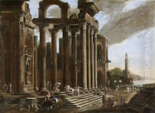 Ruines Antiques Animees De Personnages Oil Painting by Niccolo Codazzi