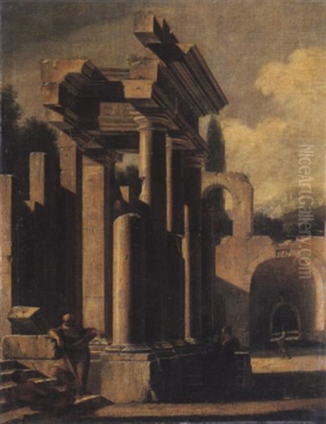 Veduta Ideata Con Architetture E Figure Oil Painting by Niccolo Codazzi