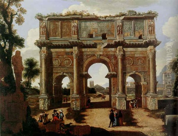 View Of The Arch Of Constantine, Rome Oil Painting by Niccolo Codazzi