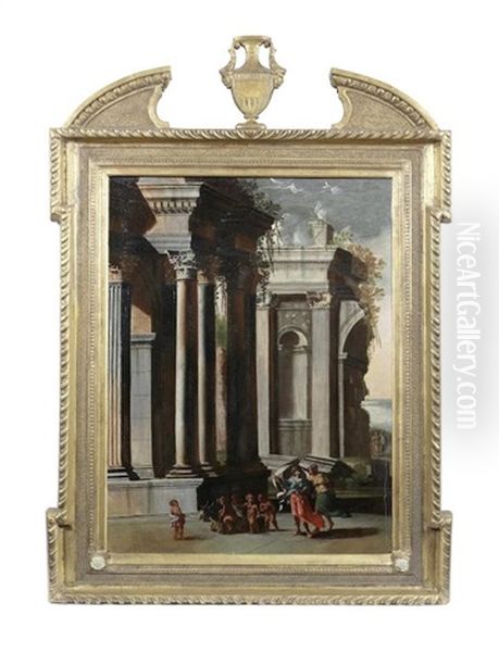 A Capriccio With Putti Playing In The Foreground Oil Painting by Viviano Codazzi