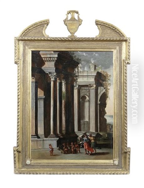 A Capriccio With Putti Playing In The Foreground Oil Painting by Viviano Codazzi