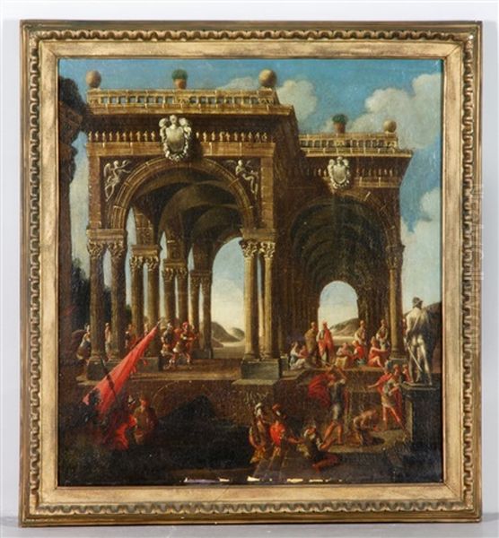 Arch With Figures Oil Painting by Viviano Codazzi