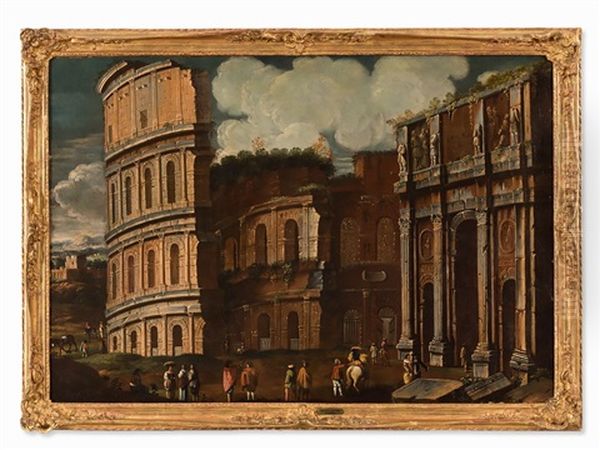 Capriccio With The Colosseum Oil Painting by Viviano Codazzi