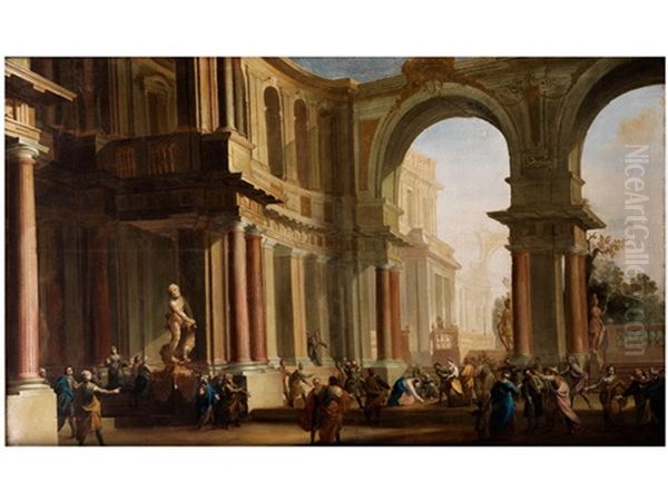 Architekturcapriccio Mit Christus Und Der Ehebrecherin Oil Painting by Viviano Codazzi