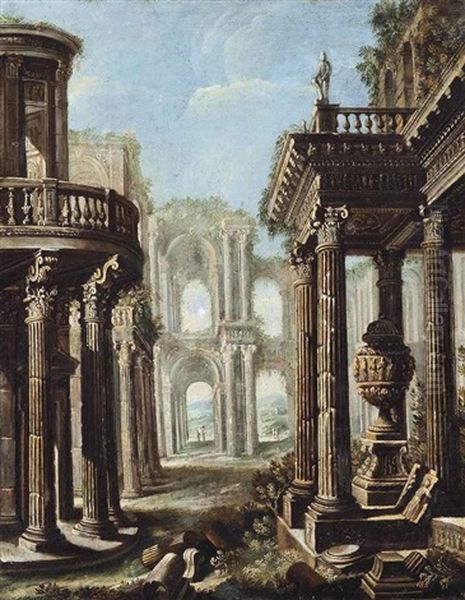 A Capriccio Of Classical Ruins Oil Painting by Viviano Codazzi