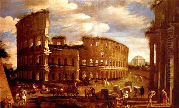 El Coliseo De Roma Oil Painting by Viviano Codazzi