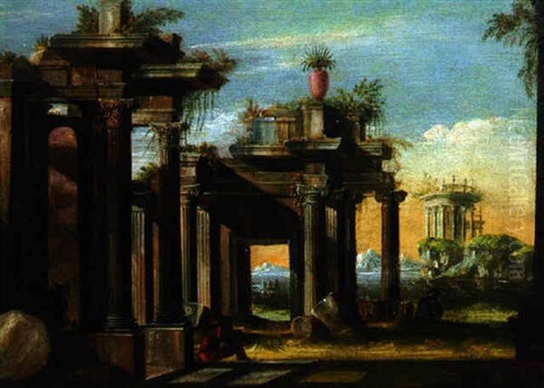 A Capriccio Of Classical Ruins On A Coastline Oil Painting by Viviano Codazzi