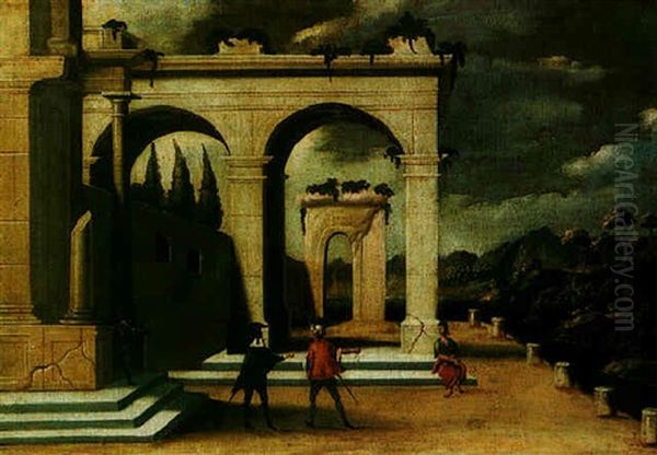 A Capriccio Of Ruins With Figures Oil Painting by Viviano Codazzi