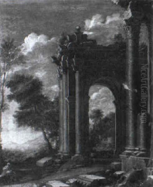 A Capriccio Of Classical Ruins Oil Painting by Viviano Codazzi