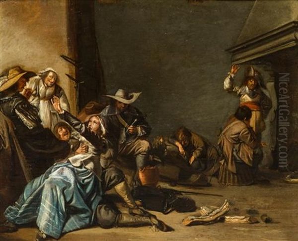 Interior Of An Inn Oil Painting by Pieter Jacobs Codde