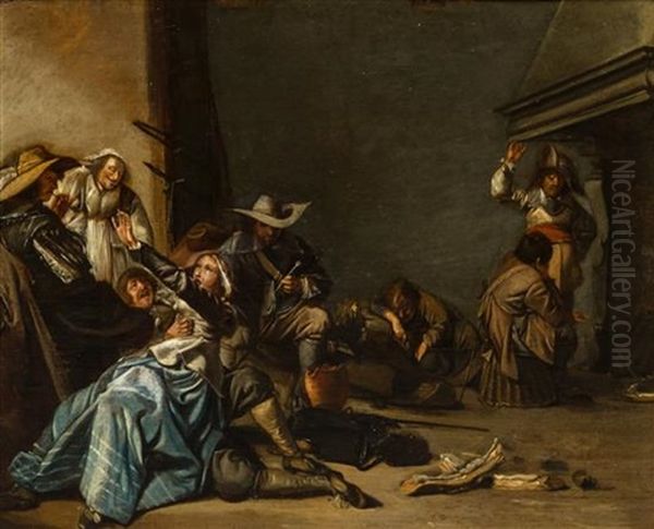 Interior Of An Inn Oil Painting by Pieter Jacobs Codde