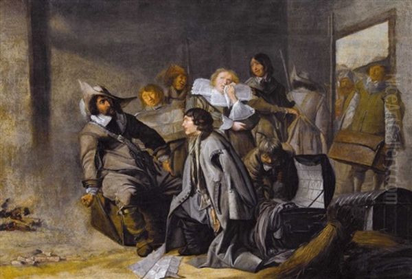 Interieur Mit Plundernden Soldaten Oil Painting by Pieter Jacobs Codde