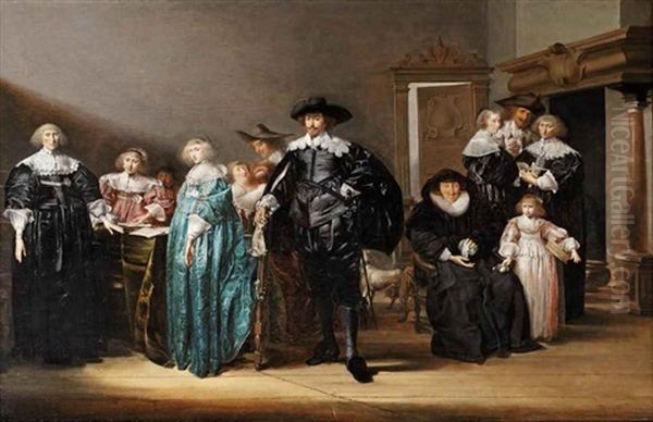 A Group Portrait Of The Twent Family In An Interior Oil Painting by Pieter Jacobs Codde