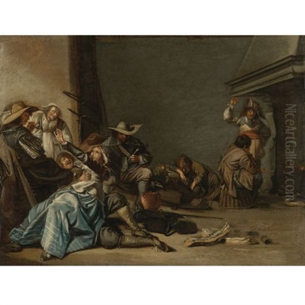 Interior Of An Inn Oil Painting by Pieter Jacobs Codde