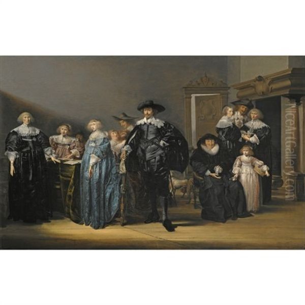 Portrait Of The Family Twent In An Interior Oil Painting by Pieter Jacobs Codde