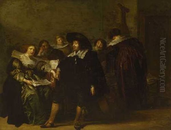 Musizierende Gesellschaft Oil Painting by Pieter Jacobs Codde