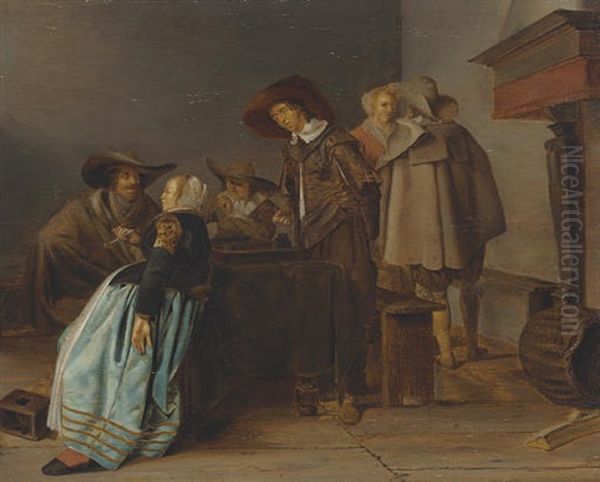 A Tavern Scene Oil Painting by Pieter Jacobs Codde