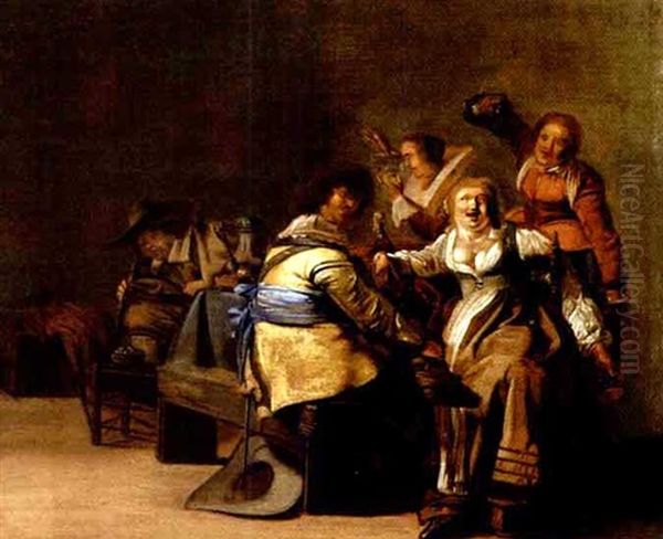 Trinkende Gesellschaft Oil Painting by Pieter Jacobs Codde