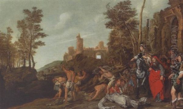 Konig Manasseh Lasst Vor Den Toren Jerusalems Die Gotzenbilder Zerstoren Oil Painting by Pieter Jacobs Codde