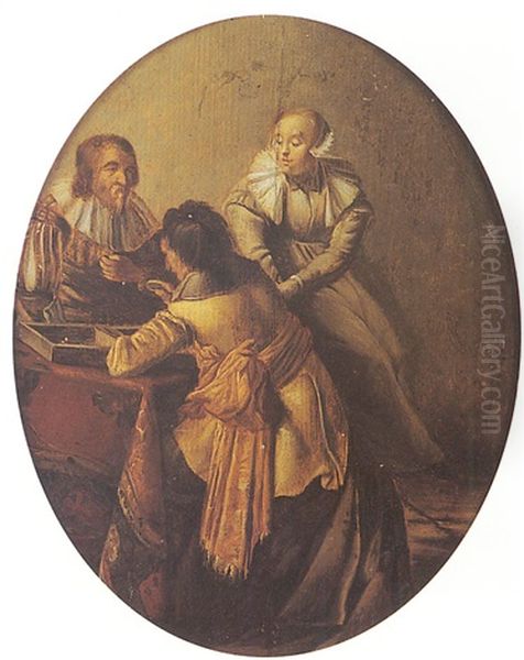 Les Joueurs De Tric-trac Oil Painting by Pieter Jacobs Codde