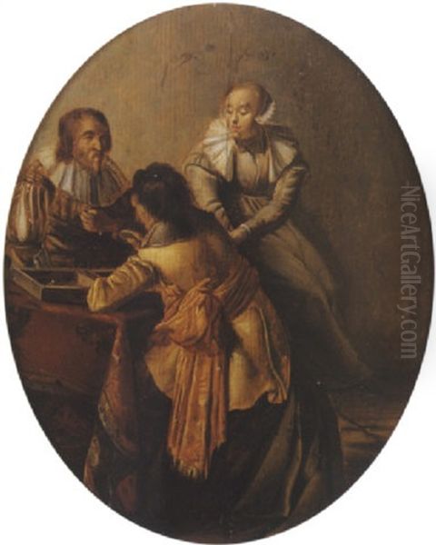 Les Joueurs De Tric Trac Oil Painting by Pieter Jacobs Codde