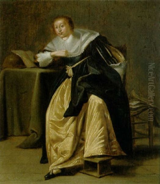 An Einem Tisch Sitzende Dame Oil Painting by Pieter Jacobs Codde