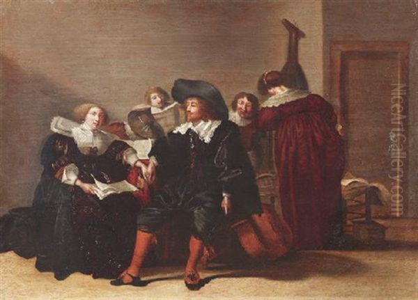 Musizierende Gesellschaft Oil Painting by Pieter Jacobs Codde