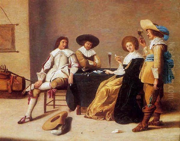 Reunion Galante Dans Un Interieur Hollandais Oil Painting by Pieter Jacobs Codde