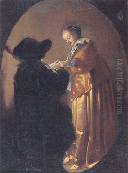 A Couple Making Music Oil Painting by Pieter Jacobs Codde