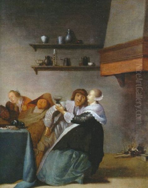 Scene D'interieur Oil Painting by Pieter Jacobs Codde