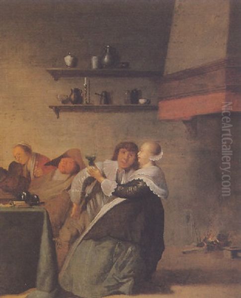 Scene D'interieur Oil Painting by Pieter Jacobs Codde