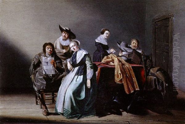 Reunion Dans Un Interieur Oil Painting by Pieter Jacobs Codde