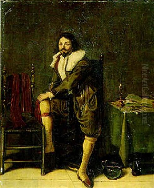 Portrait Of A Man Sitting In An Interior Oil Painting by Pieter Jacobs Codde